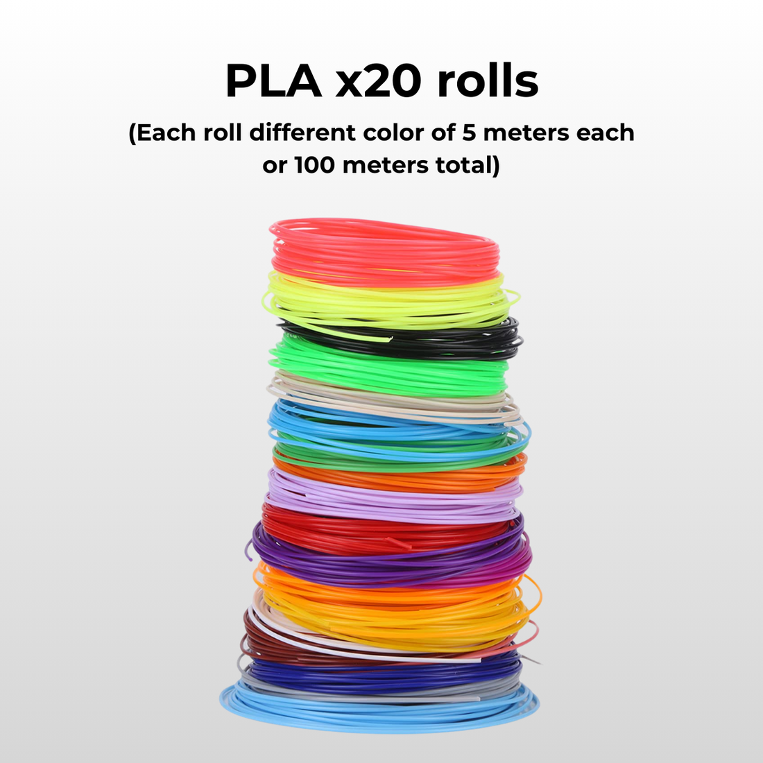 PLA+ HIGH SPEED 20 colors X 5 meters each (100 meters)