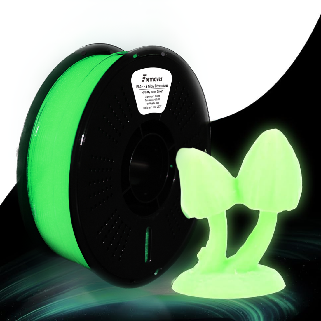 PLA+ HS Glow Mysterious Glow in the Dark Mystery Neon Green (with glitter)