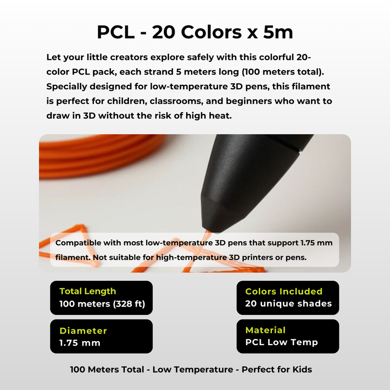 PCL 20colors X 5meters each (100 meters)